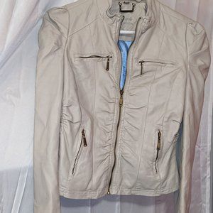Indigo Saints Faux Leather Women's Off White Jacket Size M